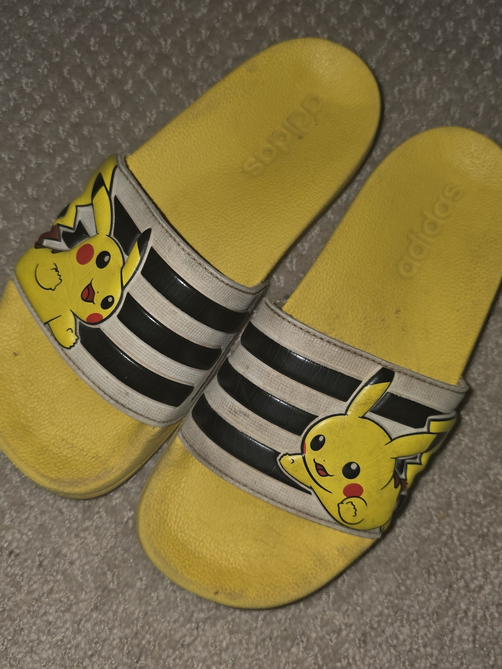 adidas Yellow and Black Kids Pikachu Slide Sandals